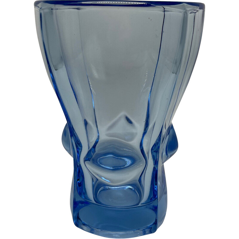 Vase bleu vintage en verre, 1950