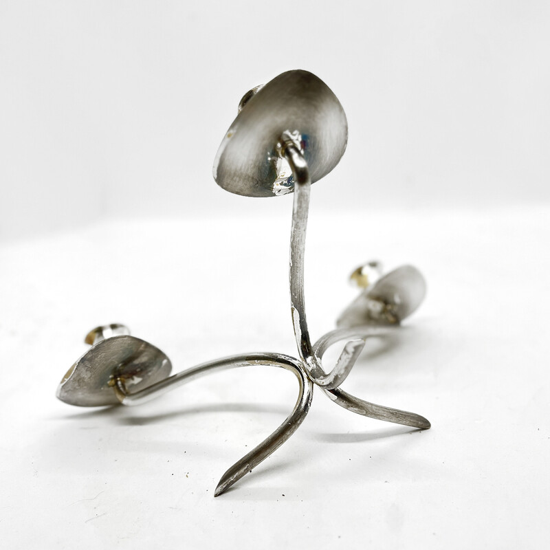 Vintage three-branched plated candlestick, Germany 1970s