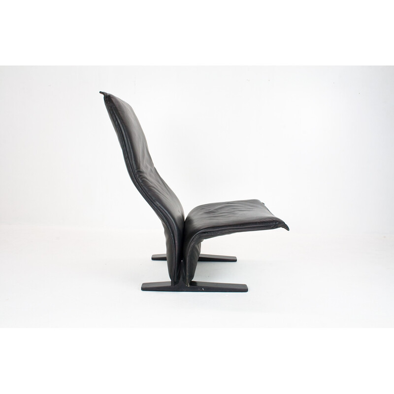 Black leather Concorde F784 lounge chair by Pierre Paulin for Artifort - 1960s