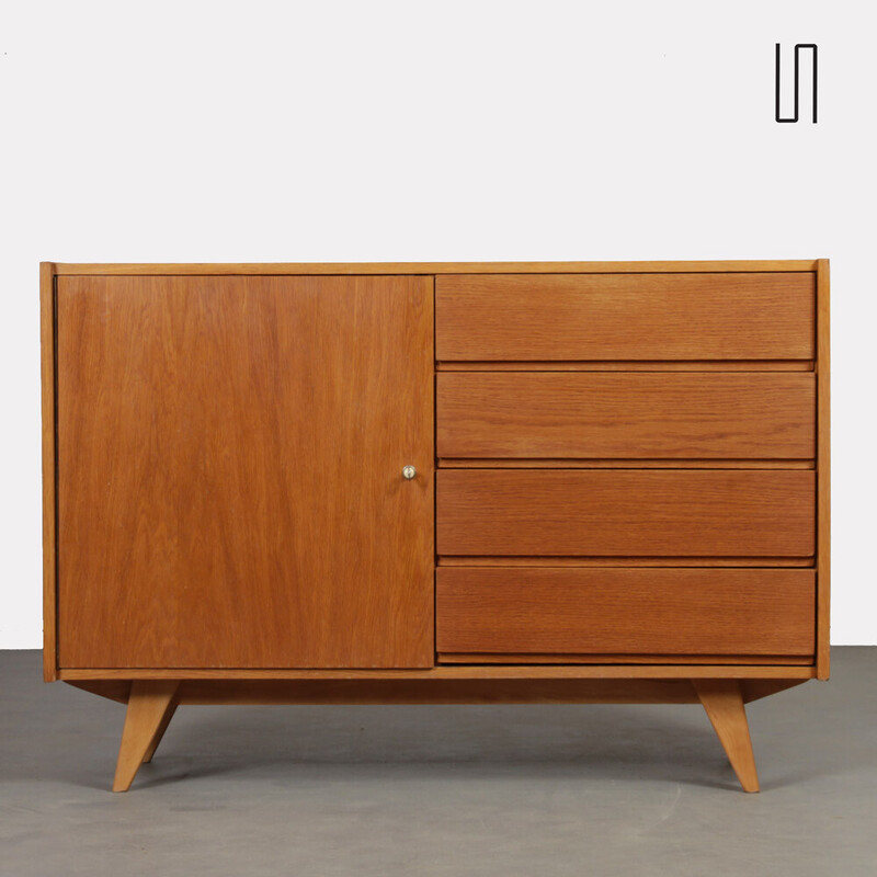 Vintage oakwood chest of drawers model U-458 by Jiri Jiroutek for Interier Praha, 1960