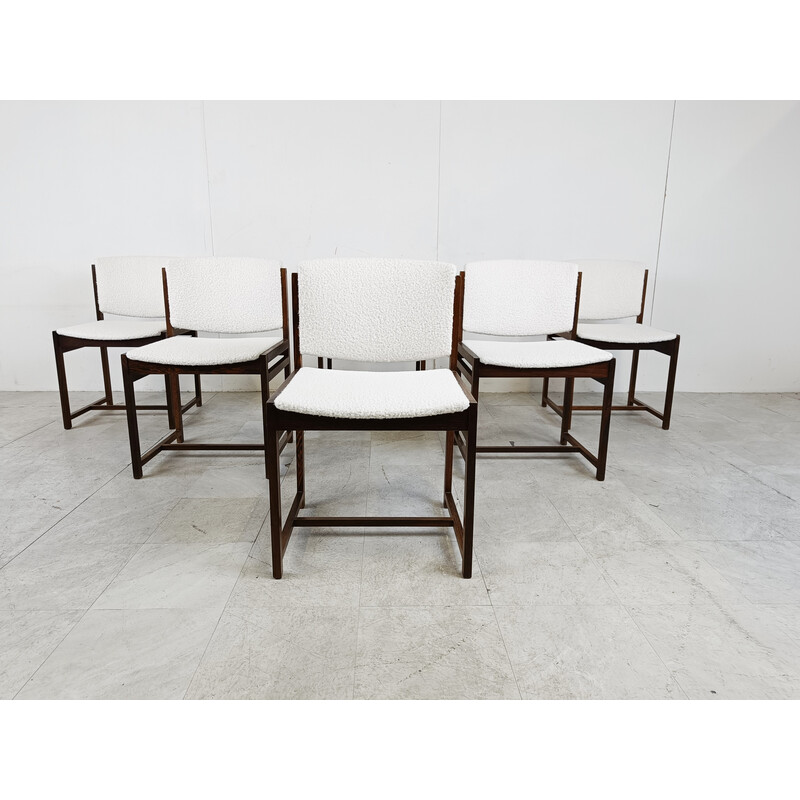 Set van 6 vintage wengé eetkamerstoelen, Nederland 1960