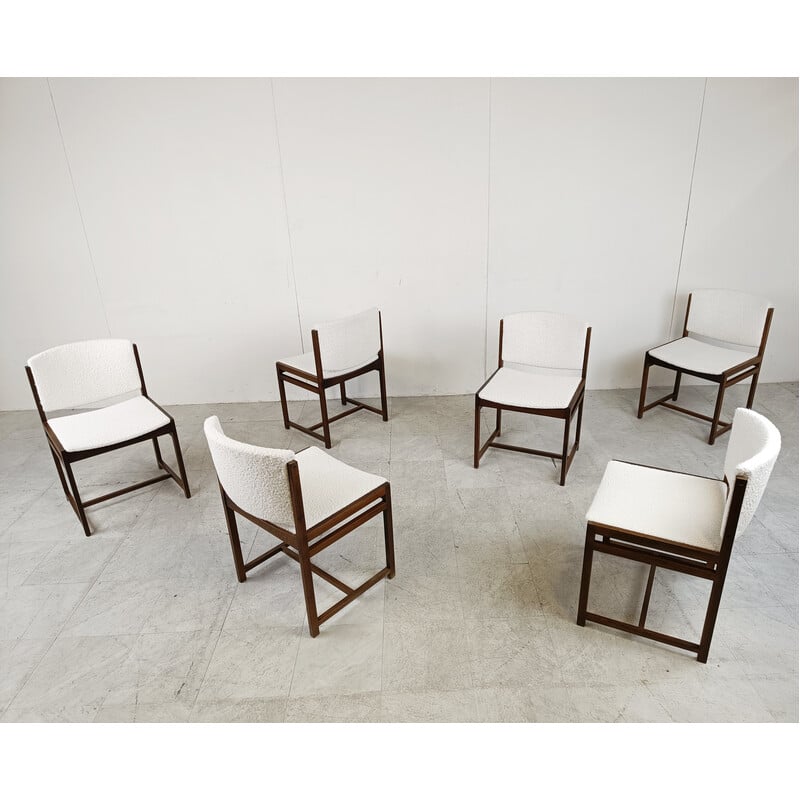 Ensemble de 6 chaises vintage en wengé, Pays-Bas 1960