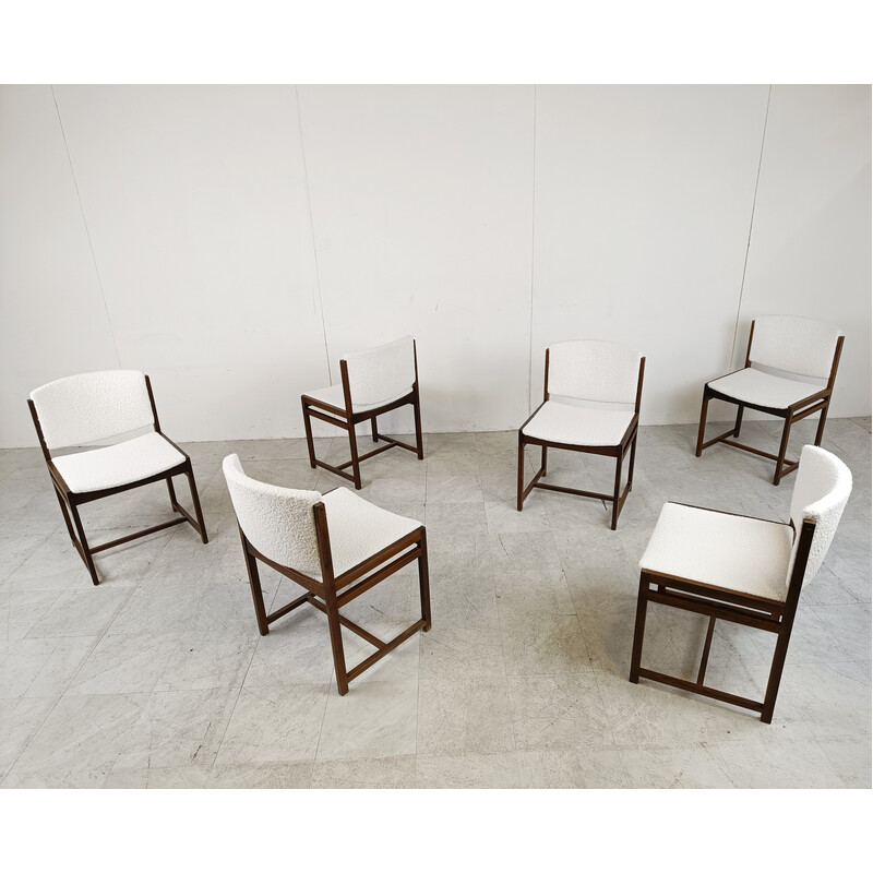 Set of 6 vintage wengé dining chairs, Netherlands 1960s