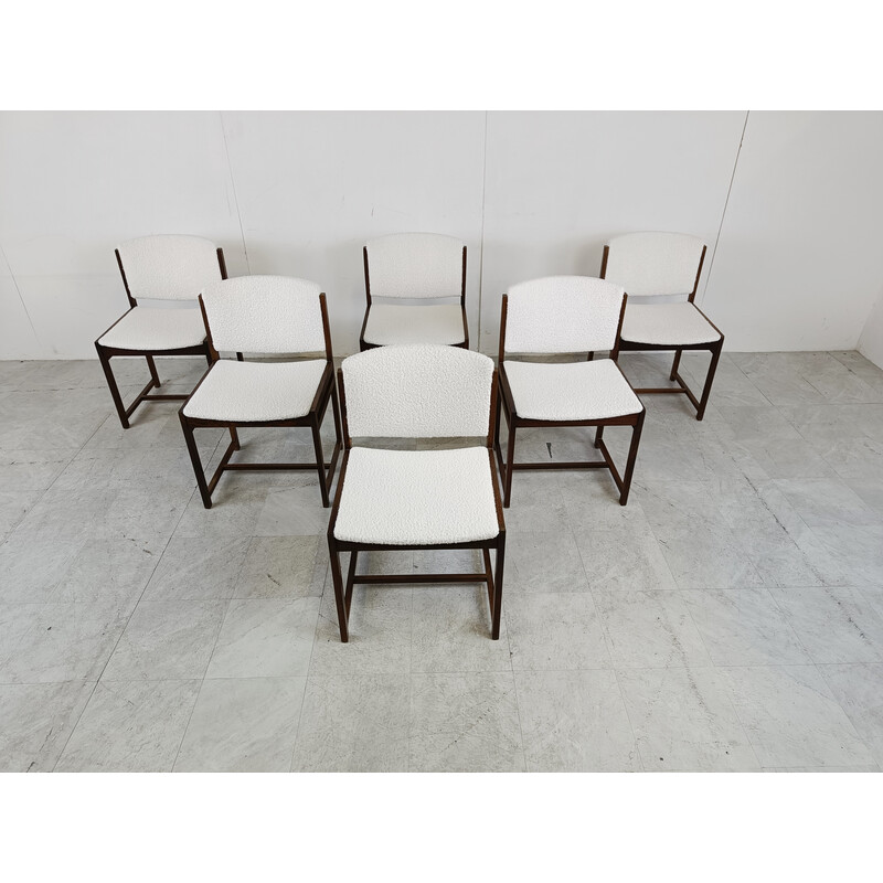 Set of 6 vintage wengé dining chairs, Netherlands 1960s