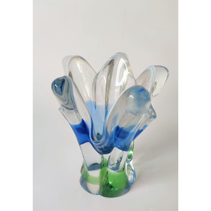 Vintage vase in blue metallurgic glass by J. Hospodka, Czechoslovakia 1960s