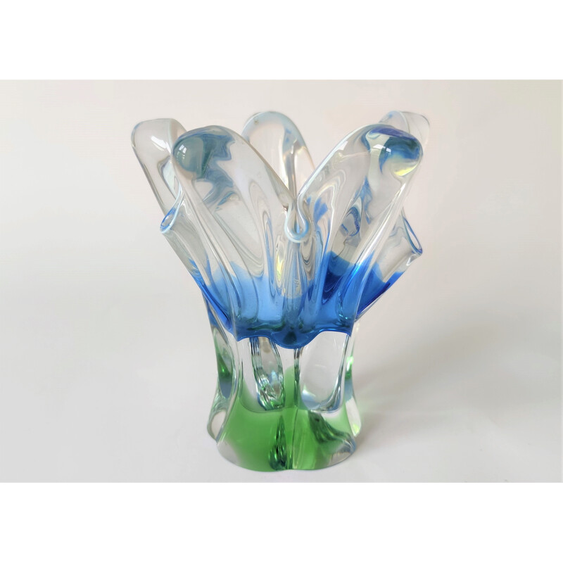 Vintage vase in blue metallurgic glass by J. Hospodka, Czechoslovakia 1960s