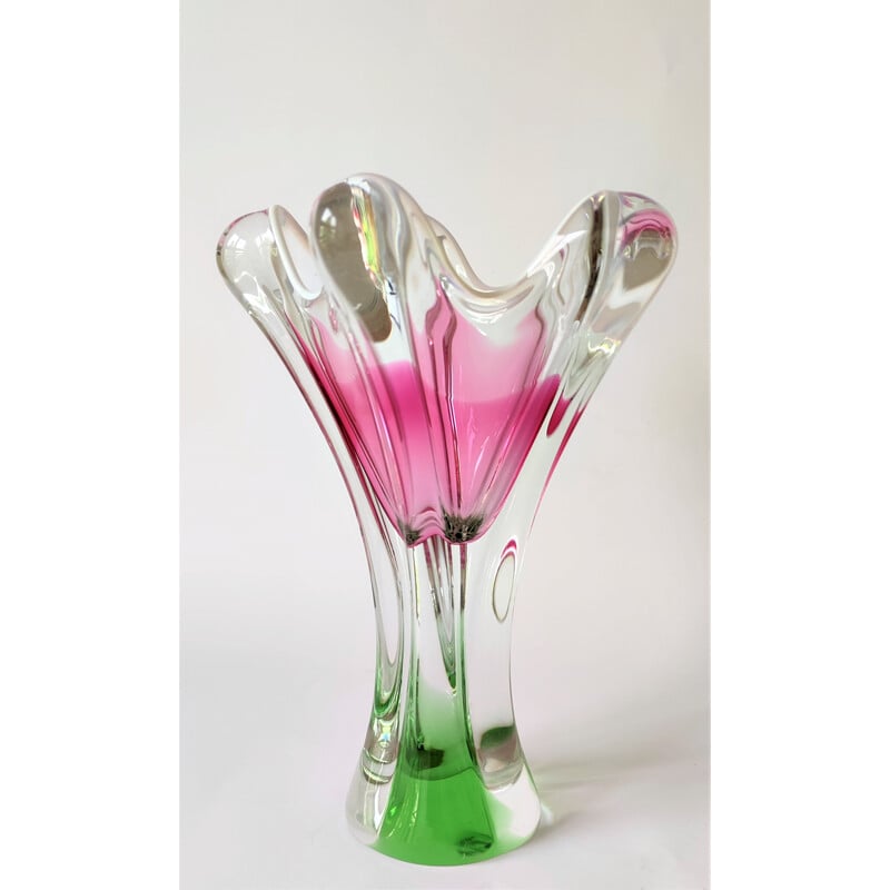 Vintage pink vase in metallurgic glass by J. Hospodka, Czechoslovakia 1960s