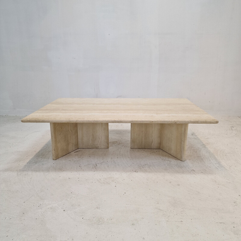 Italian vintage travertine coffee table, 1980s