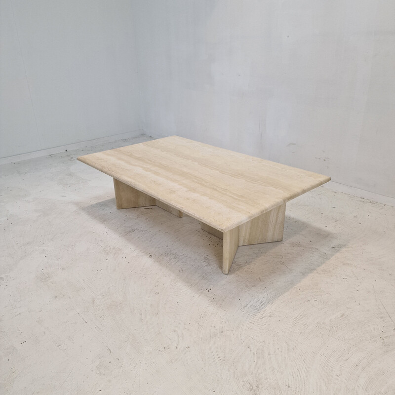 Italian vintage travertine coffee table, 1980s