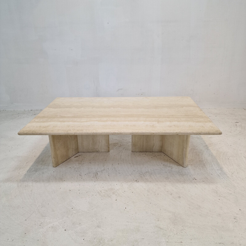 Italian vintage travertine coffee table, 1980s