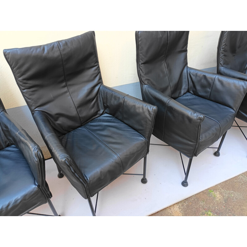 Set of 8 vintage leather armchairs by Gerard Van Den Berg for Montis, 1980