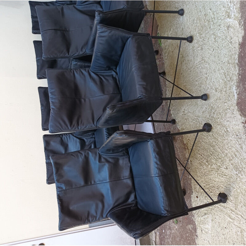 Set of 8 vintage leather armchairs by Gerard Van Den Berg for Montis, 1980