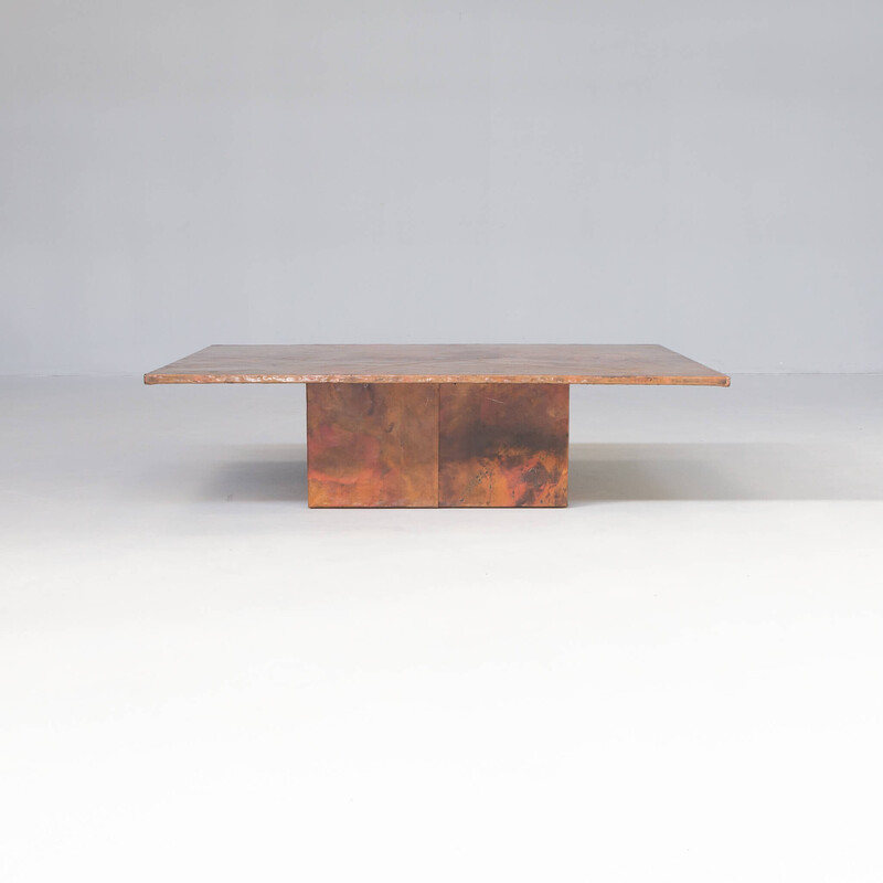 Vintage artwork copper etched coffee table