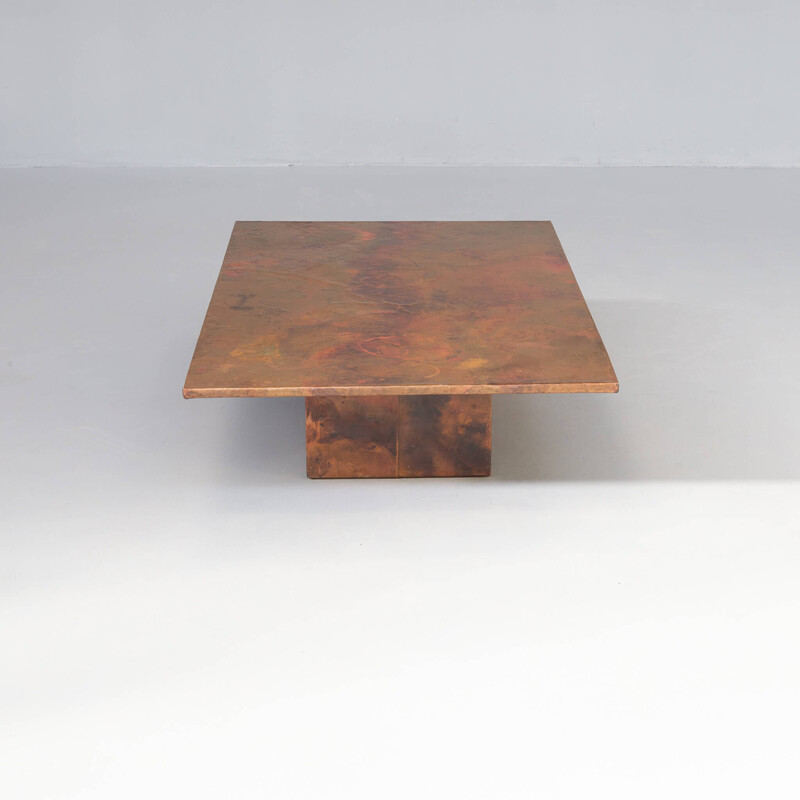 Mesa de centro com arte vintage em cobre gravado