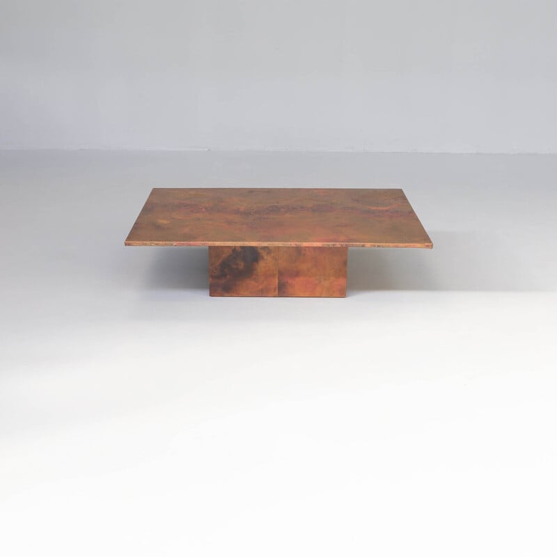 Vintage artwork copper etched coffee table