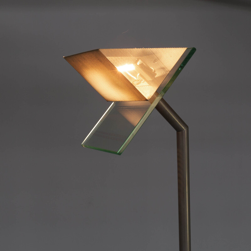 Vintage halogen floor lamp in glass and metal