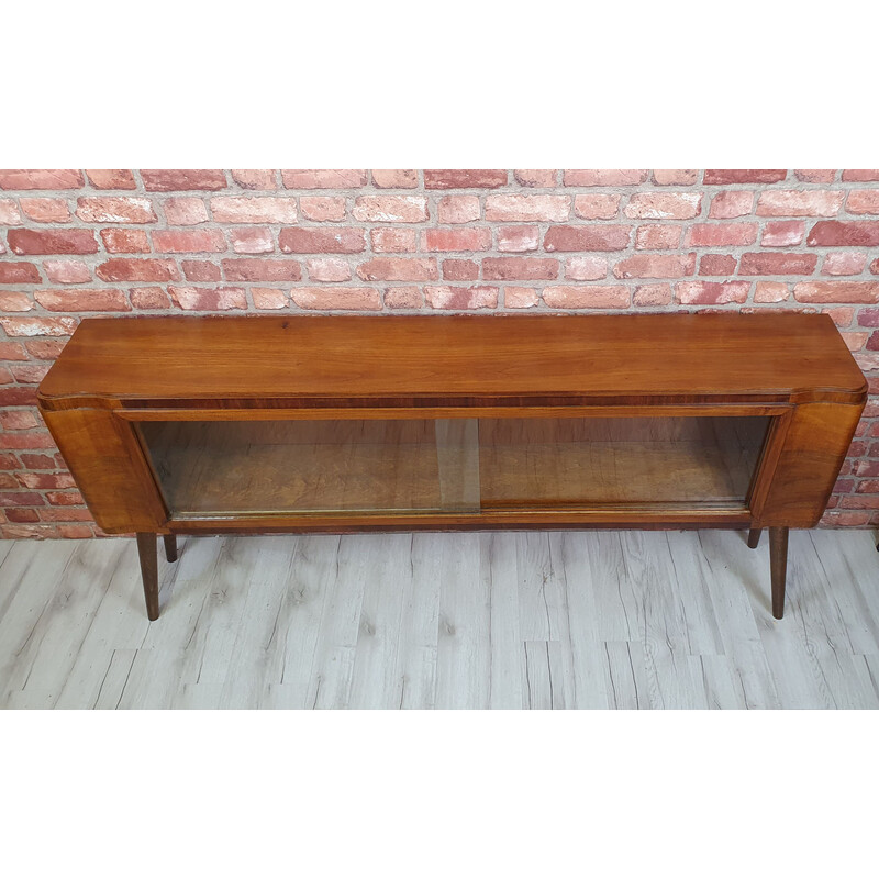 Vintage display cabinet on high wooden legs, Poland 1940