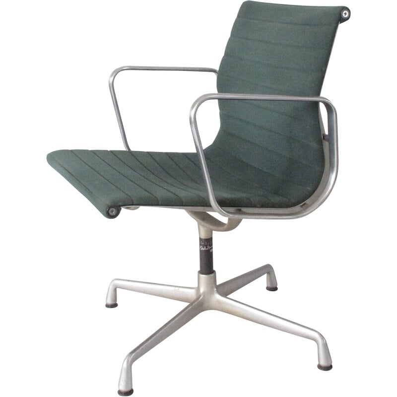 Vintage Ea 108 fauteuil in aluminium van Charles en Ray Eames voor Vitra, 1958