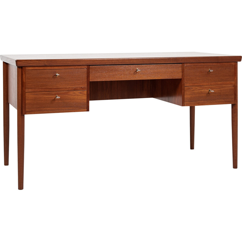 Mid century Danish desk in teak with 5 drawers, 1960s