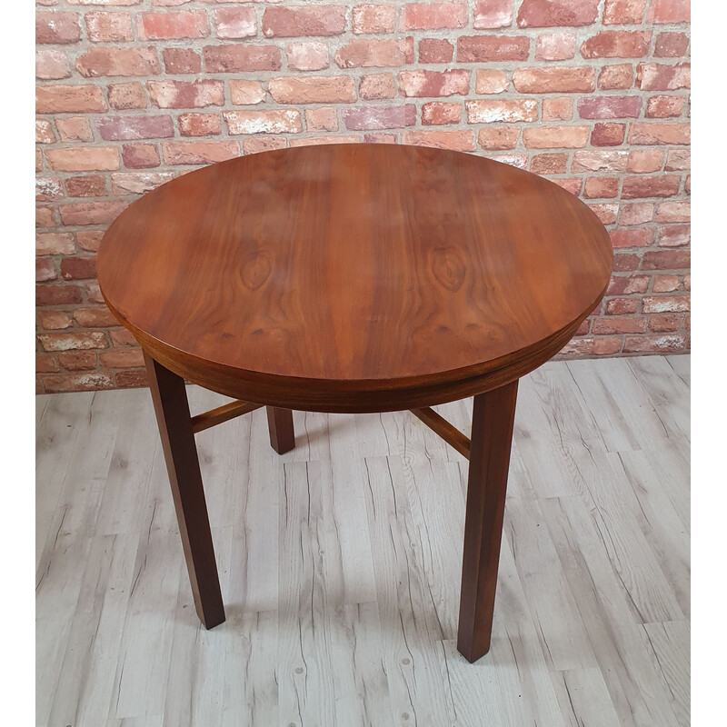 Vintage art-deco table in walnut veneer, Poland 1950