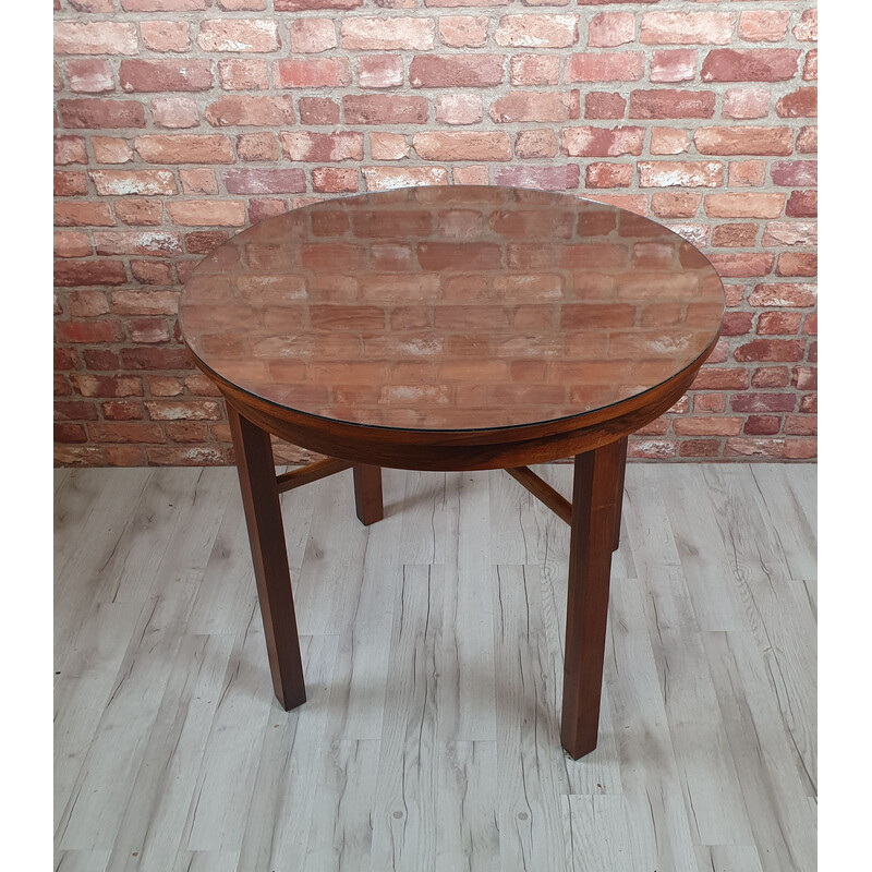 Vintage art-deco table in walnut veneer, Poland 1950