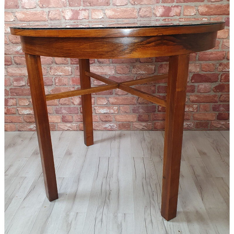 Vintage art-deco table in walnut veneer, Poland 1950