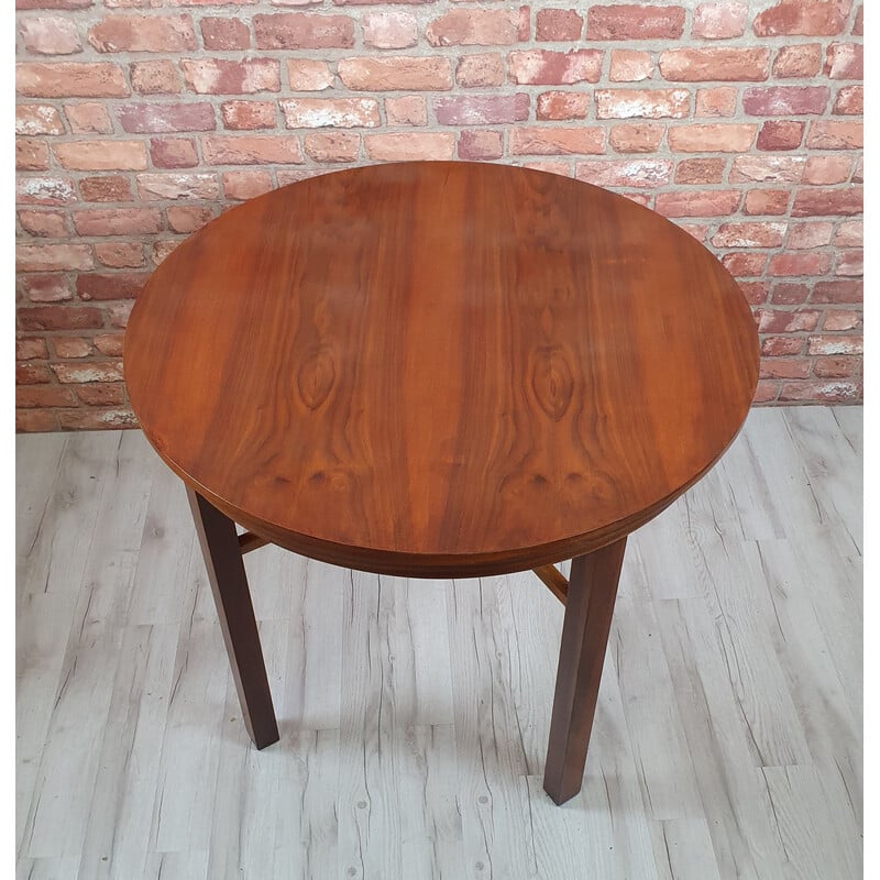 Vintage art-deco table in walnut veneer, Poland 1950