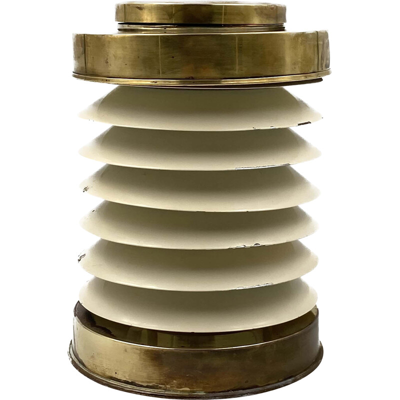 Vintage cylindrical brass table lamp, France 1940