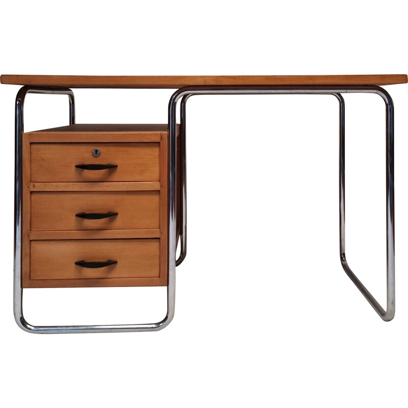 Vintage Bauhaus oakwood desk by Rudolf Vichr, 1930