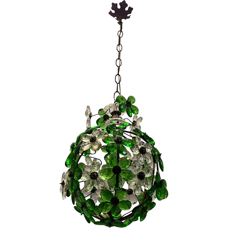 Vintage bloemvormige hanglamp van Murano glas, 1960