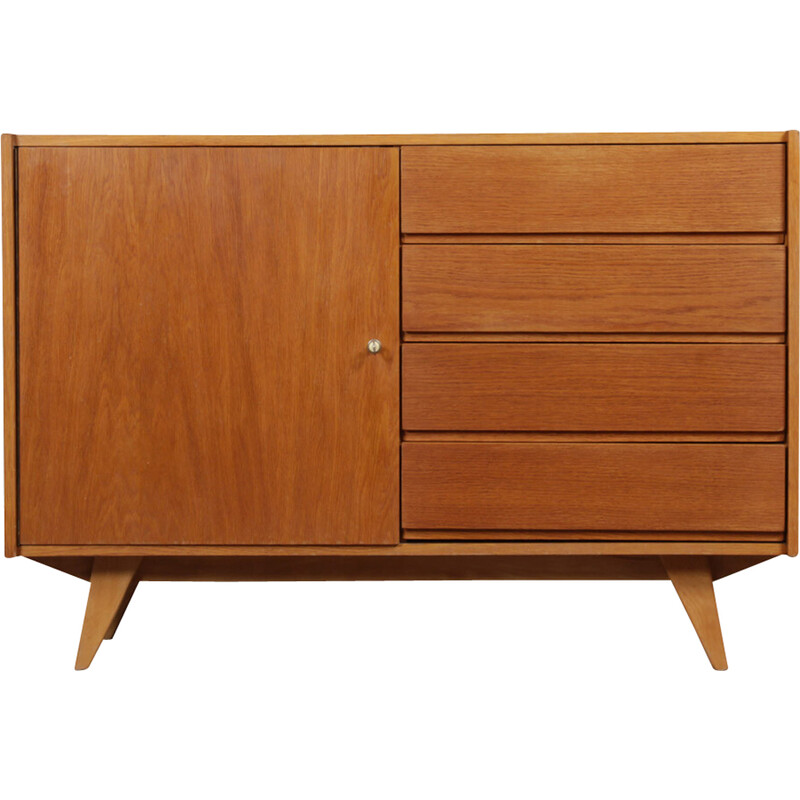 Vintage oakwood chest of drawers model U-458 by Jiri Jiroutek for Interier Praha, 1960