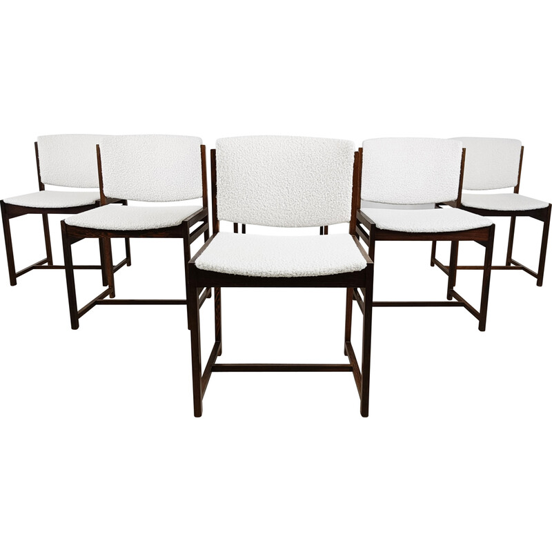 Set of 6 vintage wengé dining chairs, Netherlands 1960s