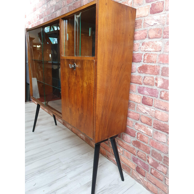Vintage display cabinet with sliding glass doors