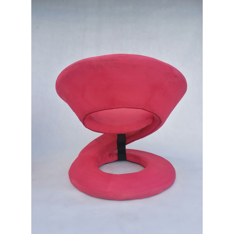 Paire de fauteuils vintage en spirale rose foncé