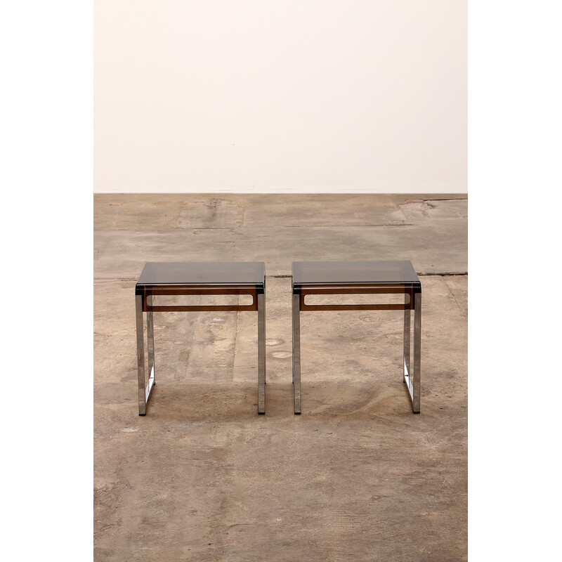 Pair of vintage plexiglas side tables by Marc Berthier, France 1960s