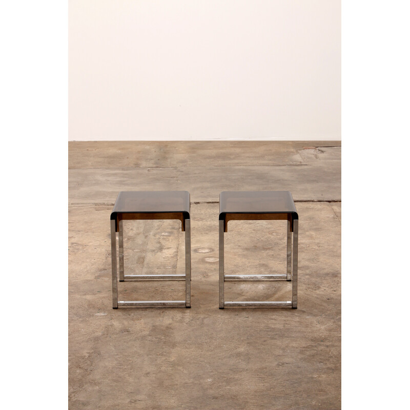 Pair of vintage plexiglas side tables by Marc Berthier, France 1960s