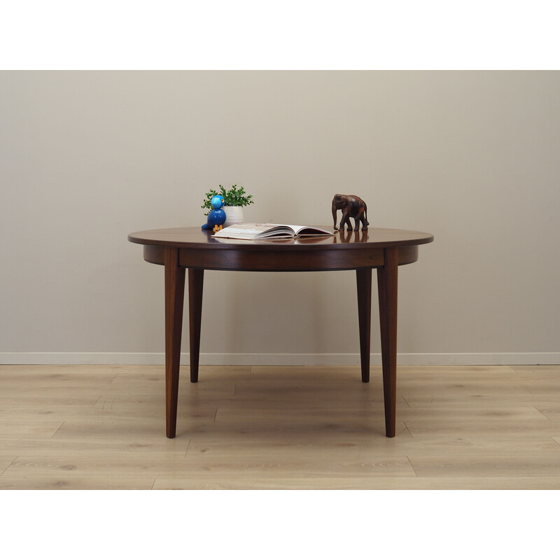 Vintage Danish round rosewood table by Omann Jun, 1970s