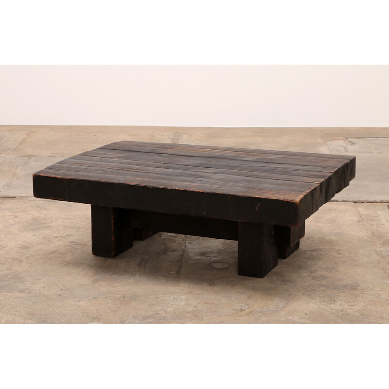 Vintage Brutalist pine coffee table by Jens Lyngsøe for Havdrup Trævarefabrik