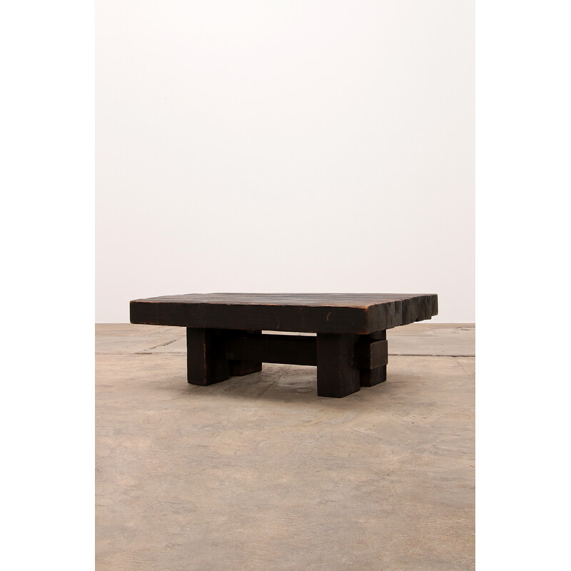 Tavolino vintage in pino brutalista di Jens Lyngsøe per Havdrup Trævarefabrik