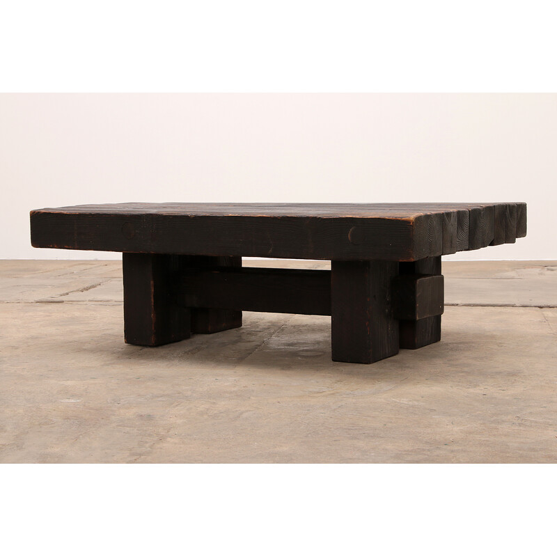 Vintage Brutalist pine coffee table by Jens Lyngsøe for Havdrup Trævarefabrik