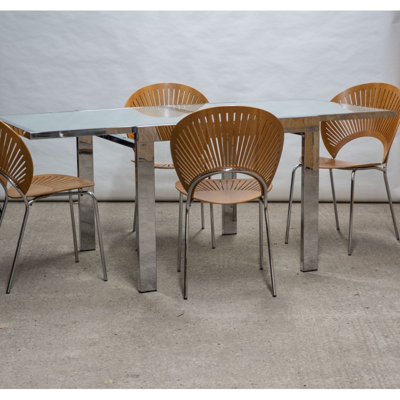 Tu30 vintage table in chrome and frosted glass by Cees Braakman for Pastoe, Netherlands