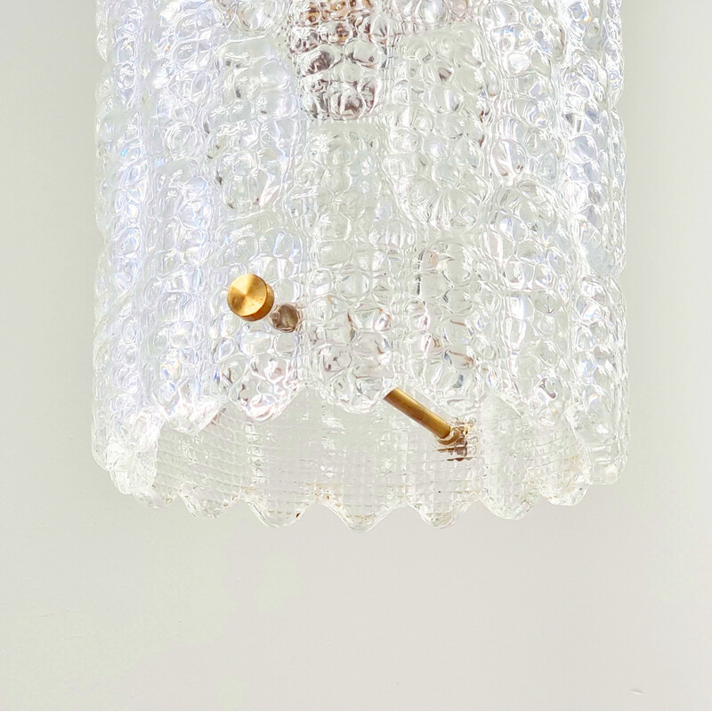 Lámpara colgante vintage de latón y cristal de Carl Fagerlund para Lyfa y Orrefor, años 60