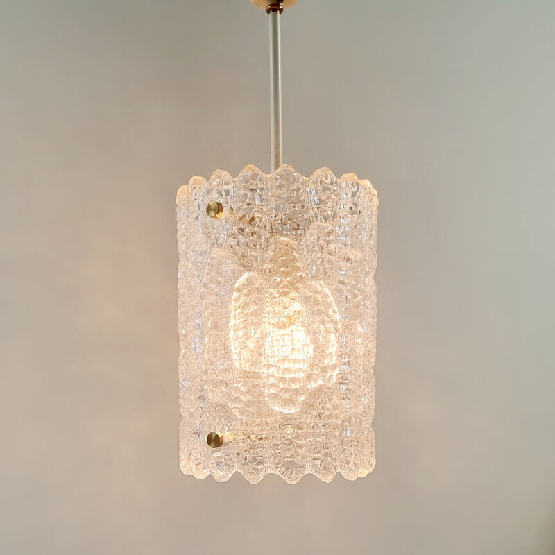 Vintage brass and glass pendant lamp by Carl Fagerlund for Lyfa and Orrefors, 1960s
