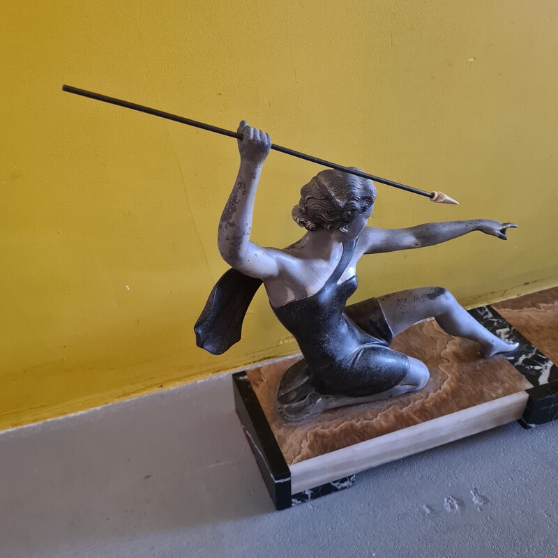 French vintage Art Deco statue by Uriano Et Rochard, 1900s