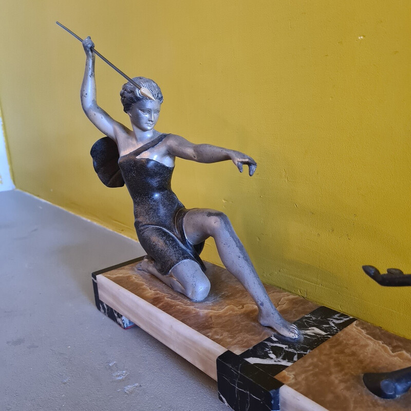 French vintage Art Deco statue by Uriano Et Rochard, 1900s