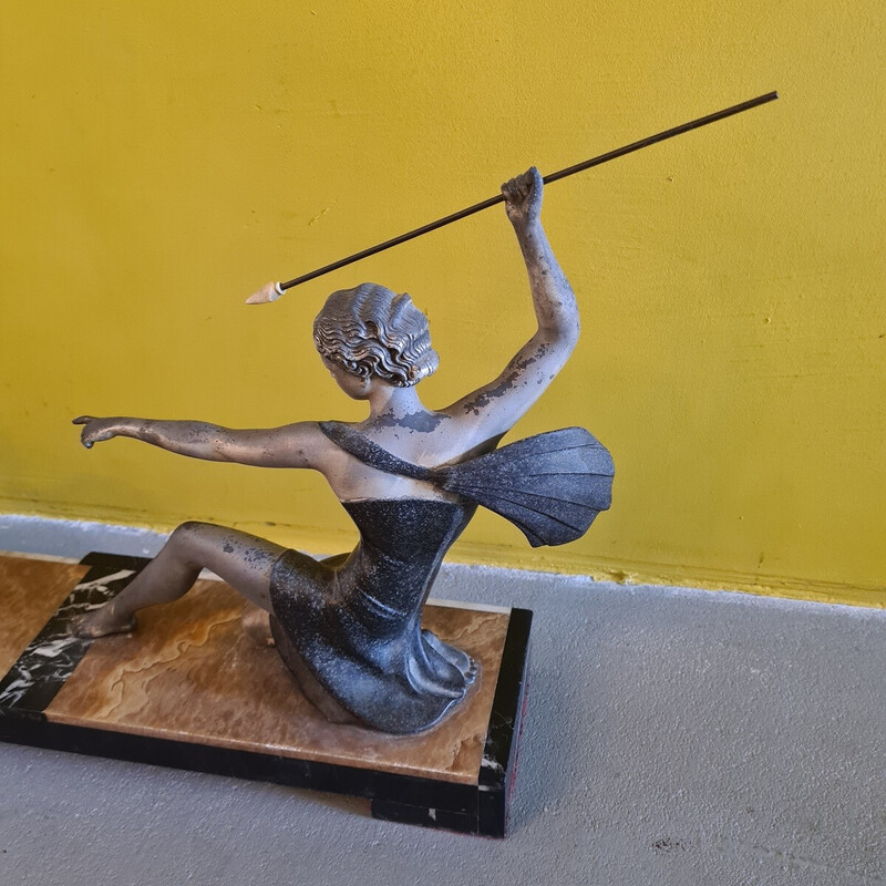 French vintage Art Deco statue by Uriano Et Rochard, 1900s