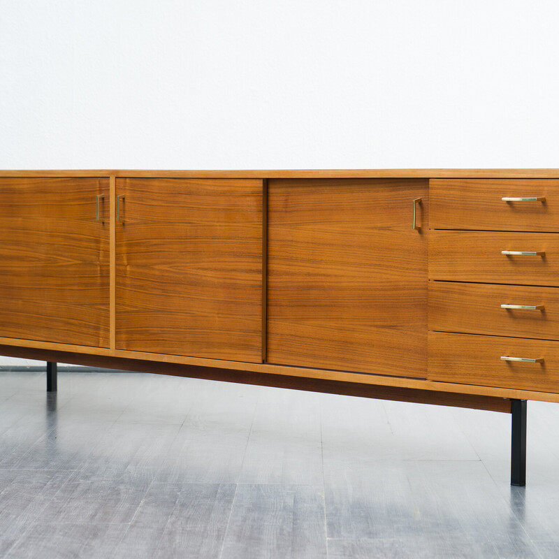 Vintage lowboard in walnut with sliding doors, 1960s