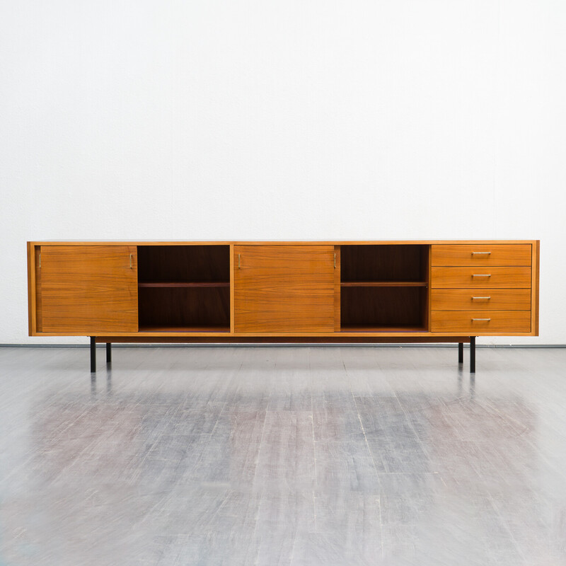Vintage lowboard in walnut with sliding doors, 1960s