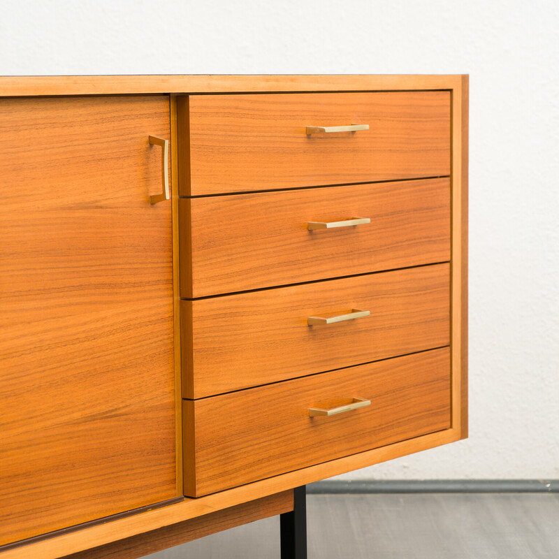 Vintage lowboard in walnut with sliding doors, 1960s