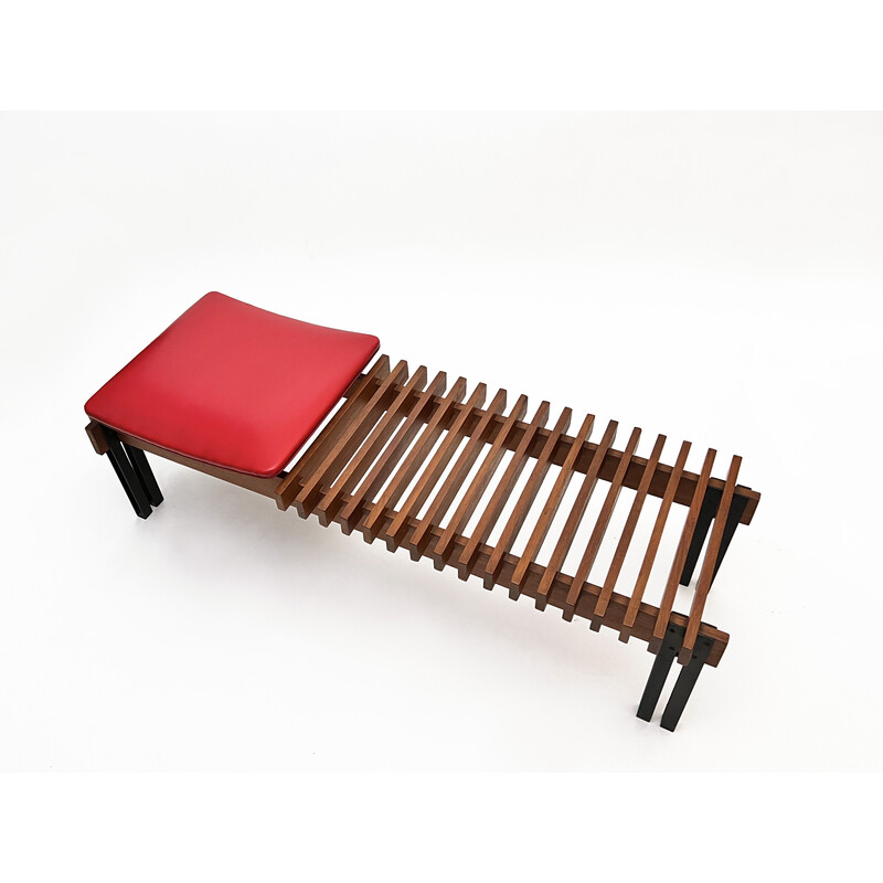 Vintage teak bench by Inge and Luciano Rubino for Apec